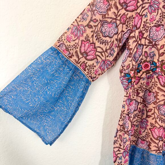 Soft Surroundings Womens Blouse Top Size L Floral Embroider Sequin Boho Artsy - Picture 4 of 8